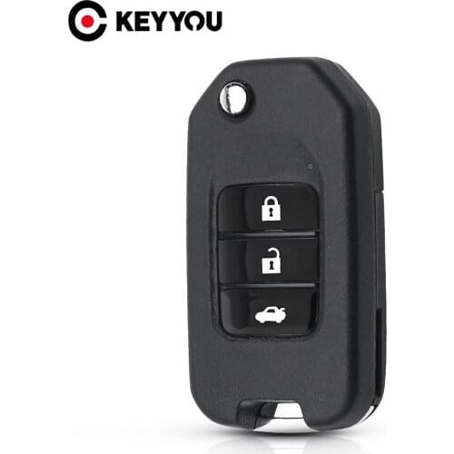 KEYYOU 10x For Honda FIT HRV XRV VEZEL CITY CIVIC JAZZ Modified Flip Remote Key Shell Folding Key Case Fob 3 Buttons