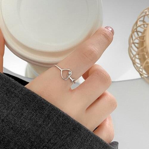 Heart-shaped Rings Adjustable Opening For Women Korean Fashion Retro Design New Trendy Engaged Give Girlfriend Jewelry BOYULIGE