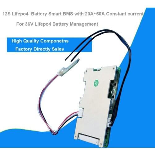 13S 48V li ion Battery Smart Bluetooth BMS with 20A to 60A constant current for 54.6V Lithium protection PCB of electric scooter