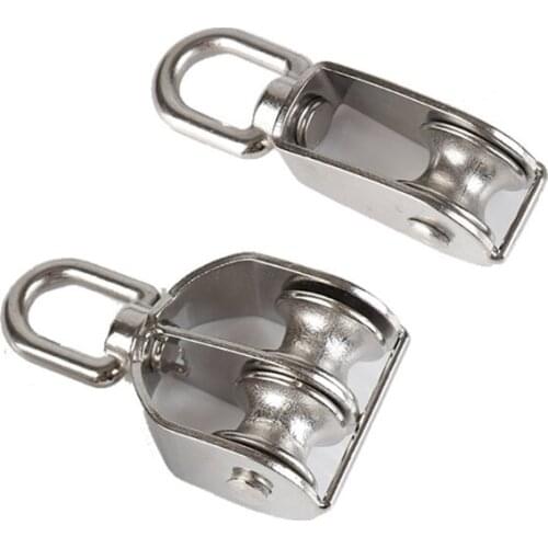 M20 Single Double Wheel Stainless Steel 304 Pulley Traction Wheel Wire Rope Crane Pulley Block Corrosion Resistance Tool