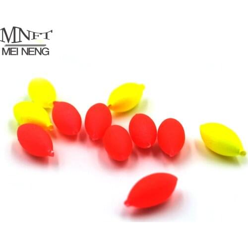 MNFT 100Pcs Oval Mini Fishing Float Bobber Rig Making Fishing Floating Beans Red/Yellow Striking Beads With Hole No Stopper 3 4