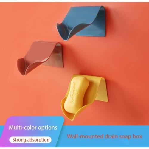 Multi-Color Options Strong Adsorption Wall-Mounted Drain Soap Box Funnel Type Quick Drain Box Keep The Soap Dry Bathroom