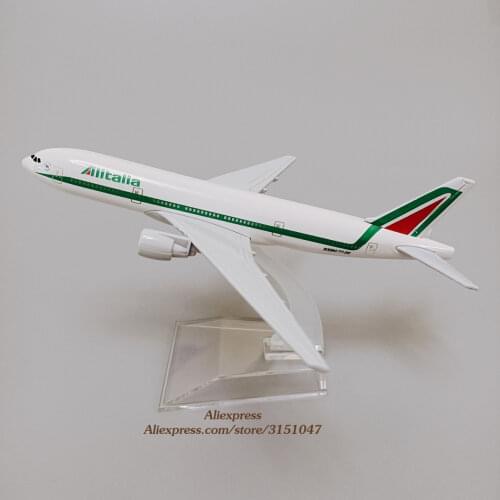Alloy Metal Air Alitalia B777 Airplane Model Italian Airlines Boeing 777 Airways Plane Model Diecfast Aircraft Kids Gifts 16cm