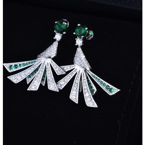 Fashion Geometry Sector Drop Earrings Inlay Multi Layer Shiny Zircon Luxury Charm Jewelry For Women Engagement Anniversary Gift