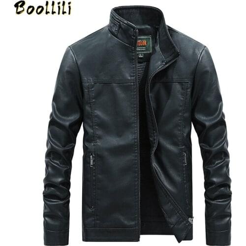 Boollili 2020 Pu Leather Jacket Men Spring Autumn Faux Leather Coat Motorcycle Biker Jacket Chaqueta Cuero Hombre
