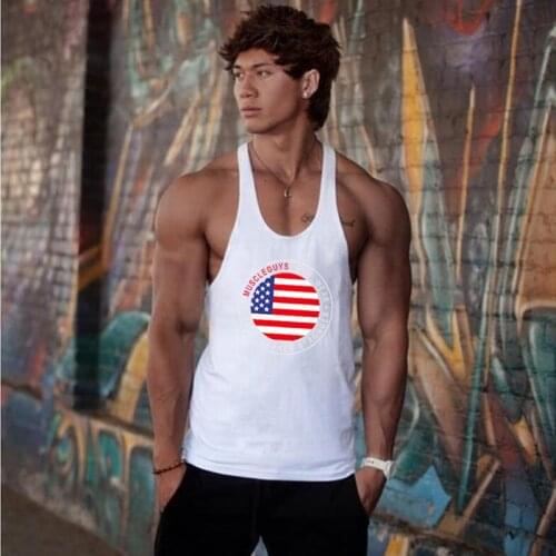 Brand Muscle Guys Running Vest Fitness Sleeveless Undershirt Canotte Bodybuilding Men Y Back Gym Stringer Tank Top Men