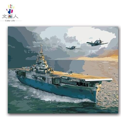 A gift for military fans Carrier oil painting by coloring numbers digital oil painting decoration bedroom Childrens painting