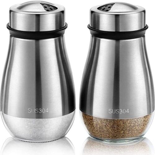 2Pcs Salt and Pepper Shakers Set - Salt Shaker with Adjustable Pour Holes - Pice Dispenser Refillable
