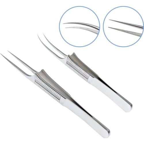 Stainless Steel Fue Hair Transplant Forceps 0.15MM Hair Transplant Implanter Curved/Straight