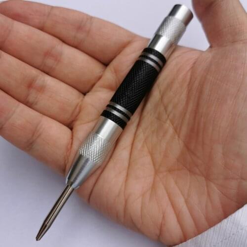 New Automatic Center Pin Punch Spring Woodworking Tools Loaded Dent Marker Starting Holes Punch Needle Hand Tool Hole Drill Bits