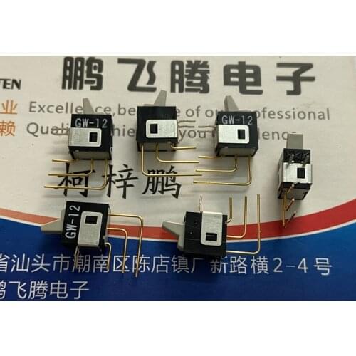 Original new 100% GW-12LGV miniature rocker switch bent foot 3pin 2 gear flat handle horizontal button 0.4VA