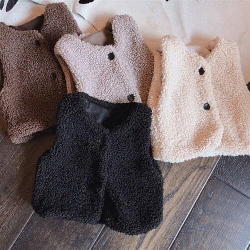 2021 Autumn Winter Baby Thick Vest Girls Boys Simple Fleece Plush Sleeveless Coat Fashion Baby Girls Warm Cute Vest For Party