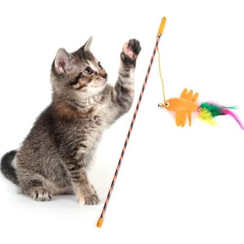 Plastic Cat Toy Pet Kitten Teaser Fake Feather Funny Training Cat Wand Interactive Cat Toys for Cats