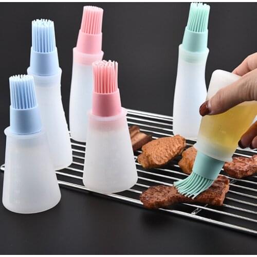 Portable Silicone Oil Bottle with Brush Grill Oil Brushes Liquid Oil Pastry for Kitchen Baking BBQ Tool Kitchen Tools for BBQ