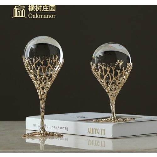 Nordic pure copper transparent crystal ball places sitting room TV ark to live in contemporary adornment home decoration