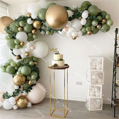 DIY Avocado Green Balloons Garland Arch Kit Retro Green Chorme Gold Latex Globos Birthday Navidad Party Decors New Year 2021