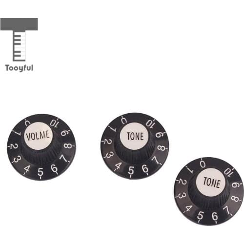 Replacement 3 Pieces Plastic Guitar Bass Amplifier Volume Tone Control Knobs Cap with Number 1V 2T Black