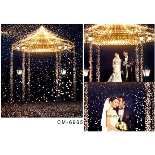 TR Photography Background Shiny Gold Wedding Photo Backdrops Romantic Lighting Pavilion Little Star Backdrop for Wedding Photos