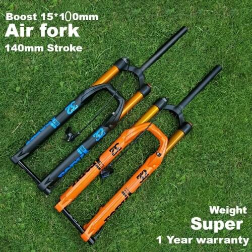 MTB Bicycle Fork Thru Axle 100*15mm 27.5/29er Straight Air Supension Fork Damping Rebound Stroke140mm Remote/Manual Control