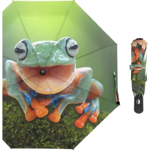 Top Quality Frog Umbrella Men Rain Woman Windproof Large Paraguas Male Women Three Folding Automatic Umbrella Outdoor Parapluie