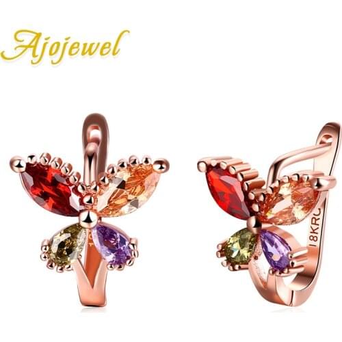 Ajojewel Zircon Crystal Butterfly Earrings Stud For Women Luxury Earrings 2020 Fairy Party Jewelry Elegant Gift