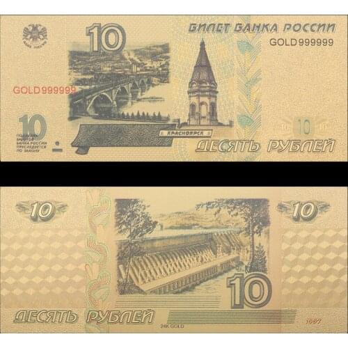 VNFURU 10 Golden banknotes Rome European Castle Garden 24K Gold 999999 Coin Banknote Gold Foil Fake Paper Money Collection