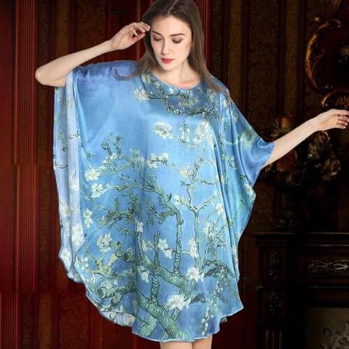 100% mulberry Silk Nightdress Women Sleepwear Loose long Silk nightgown Laides loose large size nighty home service sexy