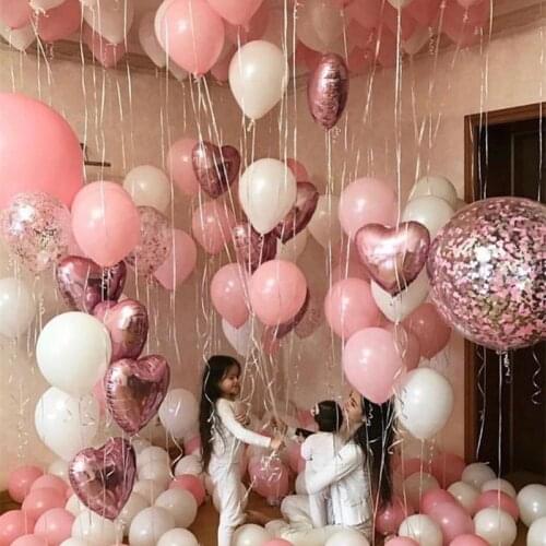 18inch rose gold heart foil balloon 10inch white pink latex balloon confetti balloon wedding decoration birthday party baby toys