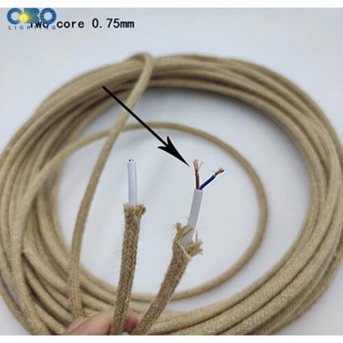 2*0.75mm Vintage Wire RopeTwisted Yellow Electrical Wire Hemp Copper Wire 3*0.75mm Cable Braided Retro Pendant Light Cord