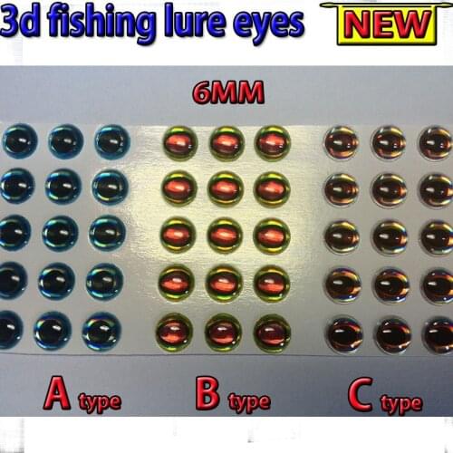 2015NEW fishing 3d lure eyes A 200pcs +B 200pcs +C 200pcs 3MM--6MM total :600pcs/lot fly eyes