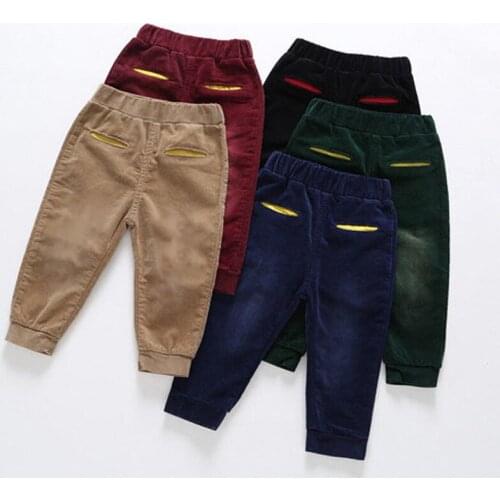 2018 spring childrens wash water corduroy trousers mens and womens pants childrens casual pants autumn and winter
