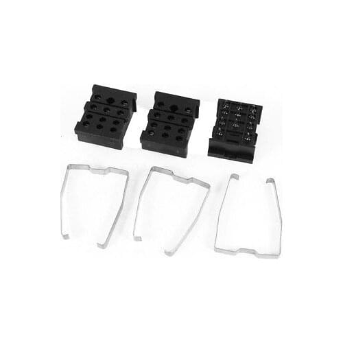 3 Pcs PCB Board Soldering 11Pin Voltage Relay Socket Base Holder 10A 300V Black