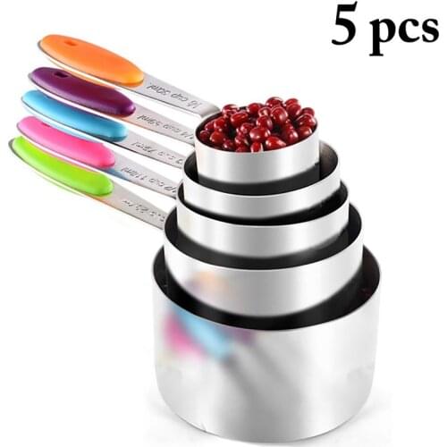 5PCS Stainless Steel Measuring Spoon Mini Measuring Scoop Cup With Ring Baking Tea Coffee spoon Measuring Tools Cocina Accesorio