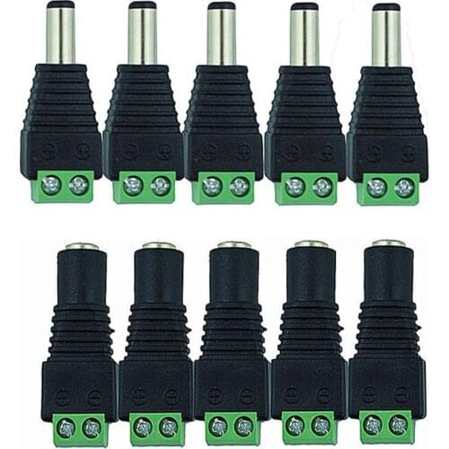 50pcs Female +50 pcs Male DC connector 2.1*5.5mm Power Jack Adapter Plug Cable Connector for 3528/5050/5730 led strip light