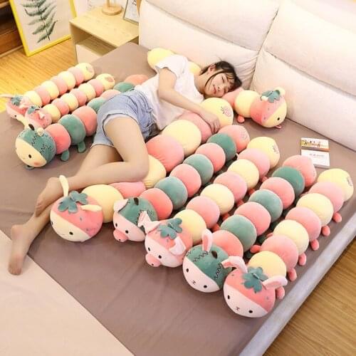 60cm 90cm 120cm Cute Fruit Caterpillar Doll Plush Toy Comforts Children Sleeping Pillow Long Pillow Little Girl Doll