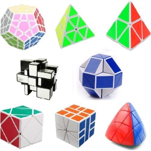8pcs/Set Shengshou White Strange-shape Puzzle Cube Set Speed Twist Puzzle Bundle Pack Cube PVC&Matte Stickers Cubo Puzzle