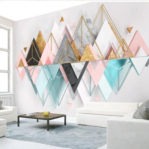 3D Metal Glass Stereo Geometric Triangle 3D Large Mural Wallpaper For Wall In Rolls Living Room Wall Home Decor 3D Wall Covering