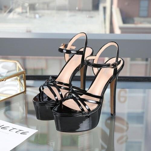 2021 summer ladies shoes 14.5 thin heel comfortable fashion Ankle strap sandals sexy female model catwalk show high heels 34-41