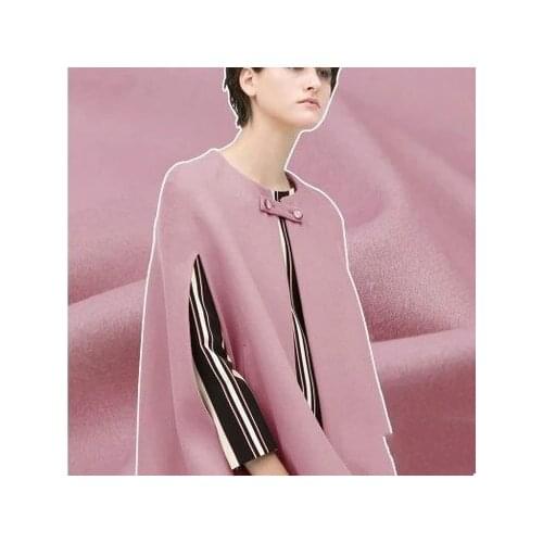 Lotus pink double-sided cashmere fabric double-layer wool coat fabric thicker autumn and winter jacket wool fabric wool cloth