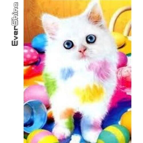 Evershine Diamond Painting Cat Rhinestone Art 5D DIY Diamond Embroidery Animal Diamond Mosaic Full Layout Home Decor Gift