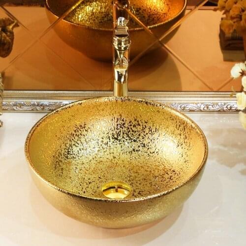 Ceramic Golden Art European-style Toilet Washing basin Modern Individual Creative Hand ceramic Washing basin bathroom sink