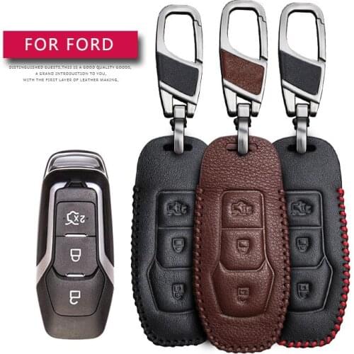 Leather Car Key Case Cover For Ford F-150 Mondeo Galaxy S-Max Explorer Ranger Protection Key Shell Skin Bag Only Case