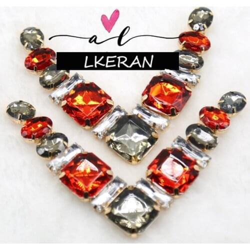 2019 New Fashion 10pc/lot 100mm Square Glass Crystal Chain DIY Sewing "V" type Metal Decoration Buckle Accessories for slippers