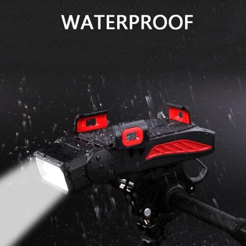 Multifunctional Bike Front Light Horn Waterproof Bicycle Flashlight Mobile Phone Holder Riding Accessories N015A