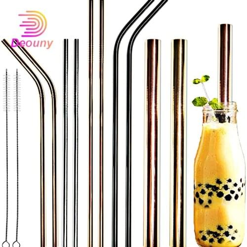 Youngever Reusable Stainless Steel Straws Of Metal With 2 Extra Wide Smoothie And Bubble Tea To Go Bag 20/30OZ Tumblers Straws