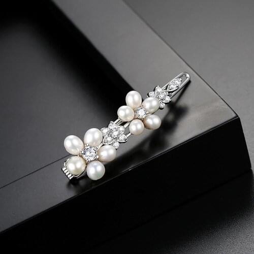 Fashion jewelry wedding hair flower Trendy pearl hair clip for bridal hair