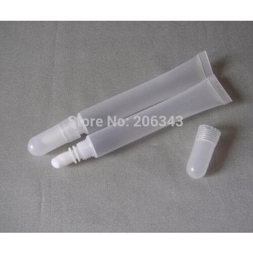 10ml soft tube with round brush or transparent lip gloss cream soft tube