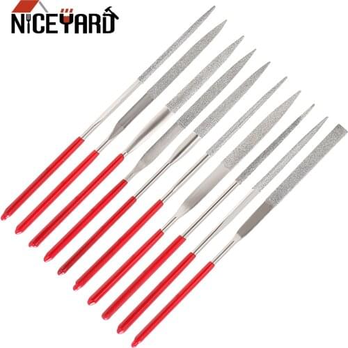 NICEYARD 10Pcs Mini Needle File Set Diamond Coated MTS013 140mm for Ceramic Glass Gem Stone Hobbies and Crafts