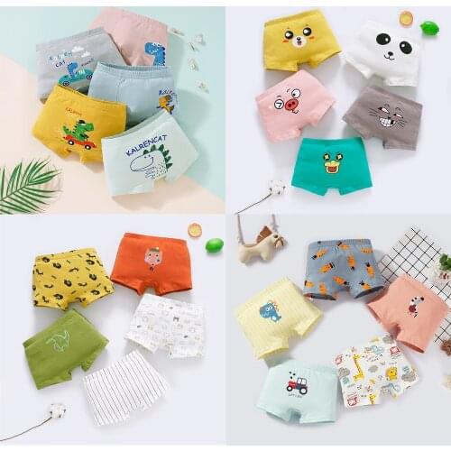 5pcs Modal Boys Underwears Panties Children Cartoon Printed Boxer Briefs Cotton Teens Panty 2-12yrs Kids Underpant Wholesale