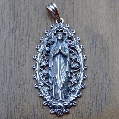 Unisex Religious Charm Necklace Hollow Oval Cross Jesus Crucifix Bible Prayer Christian Necklace for Women Men Party Jewelry